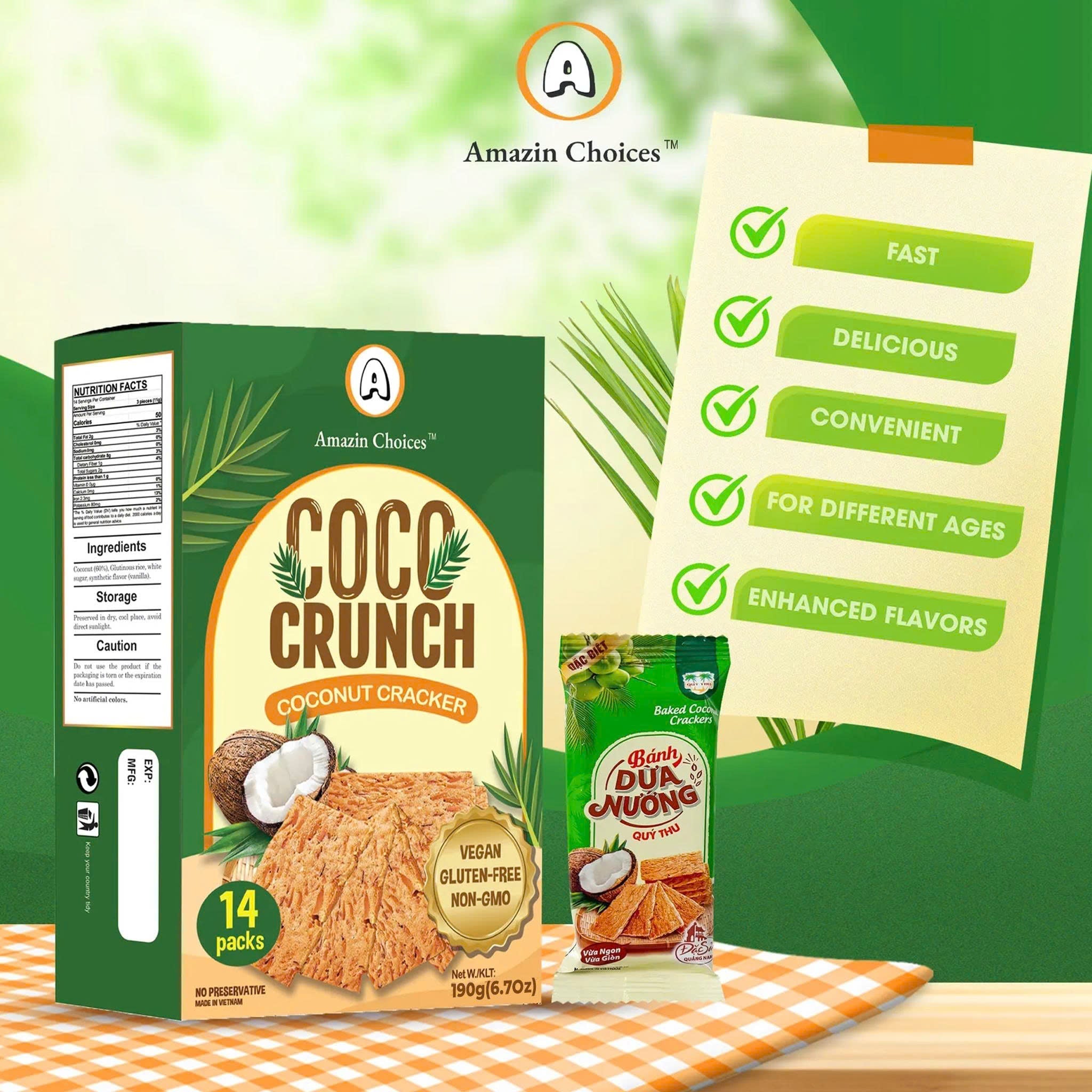 Amazin Choices COCO Crunch Coconut Crackers, 6.7 oz., 14 pk.